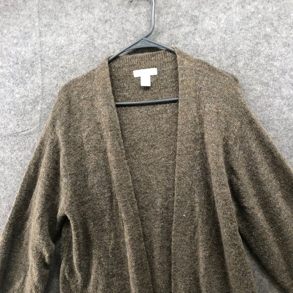 H&M Longline Cardigan Womens XS Brown Open Front Soft Fuzzy Balloon Sleeve - Picture 3 of 8